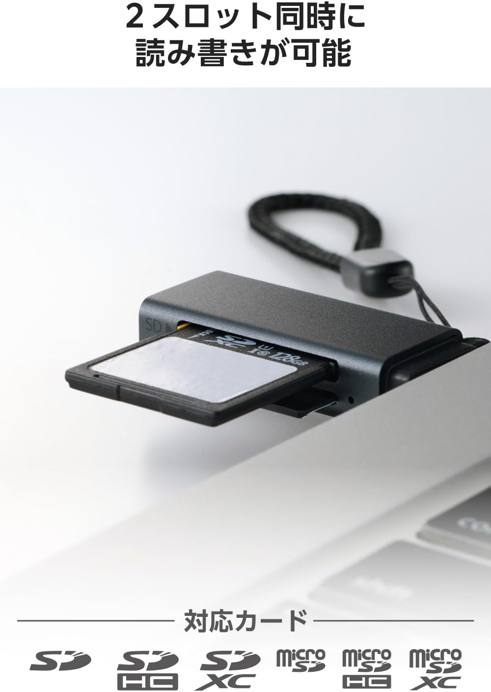 Detalle 2 de エレコム MR3-D20EBK USB-Aカードリーダー SD・microSD対応、5Gbps接続・2スロット搭載