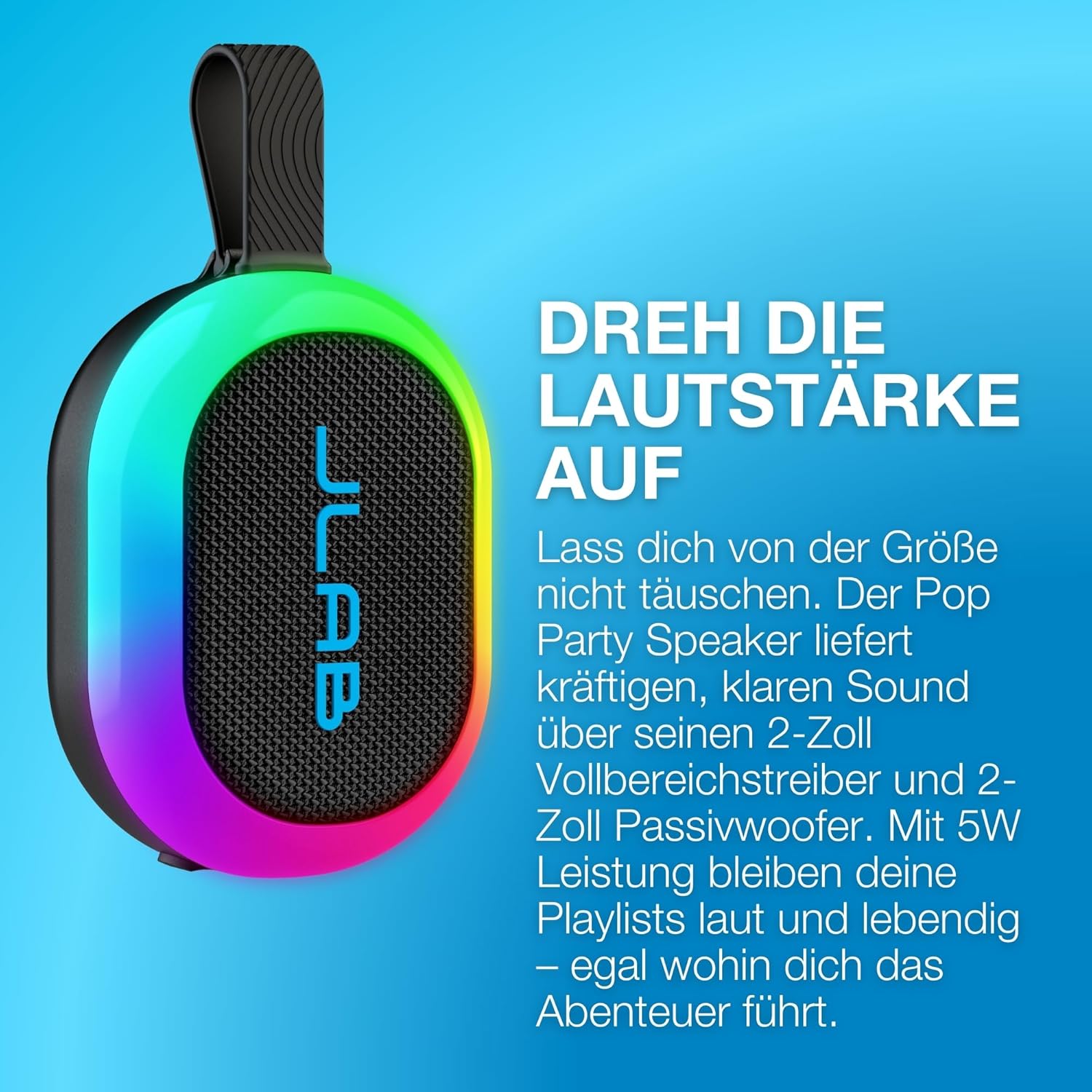 Thumbnail 2 de JLab Pop Party Bluetooth-Lautsprecher 5W