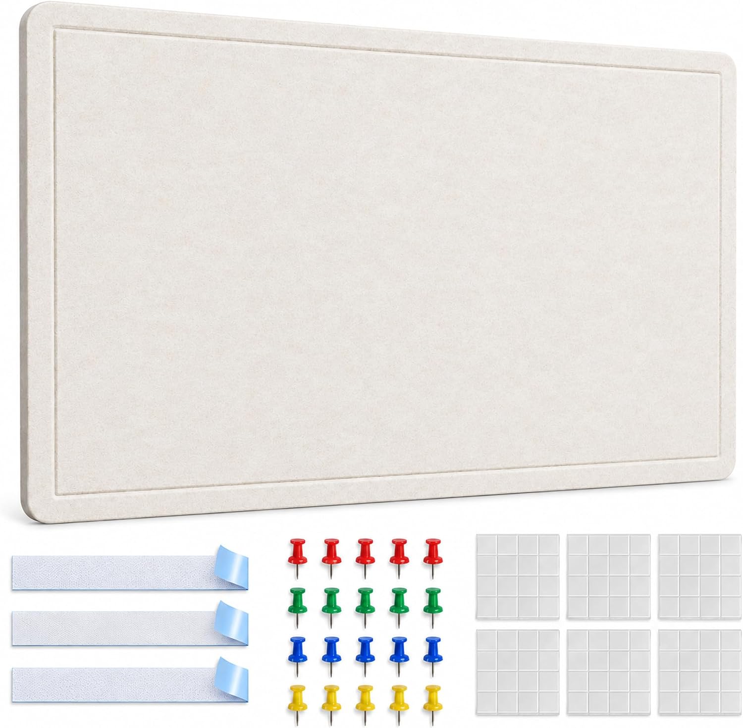 Detalle 2 de Yunihome Foldable Felt Bulletin Board, 60 x 90 cm, White, 20 Push Pins