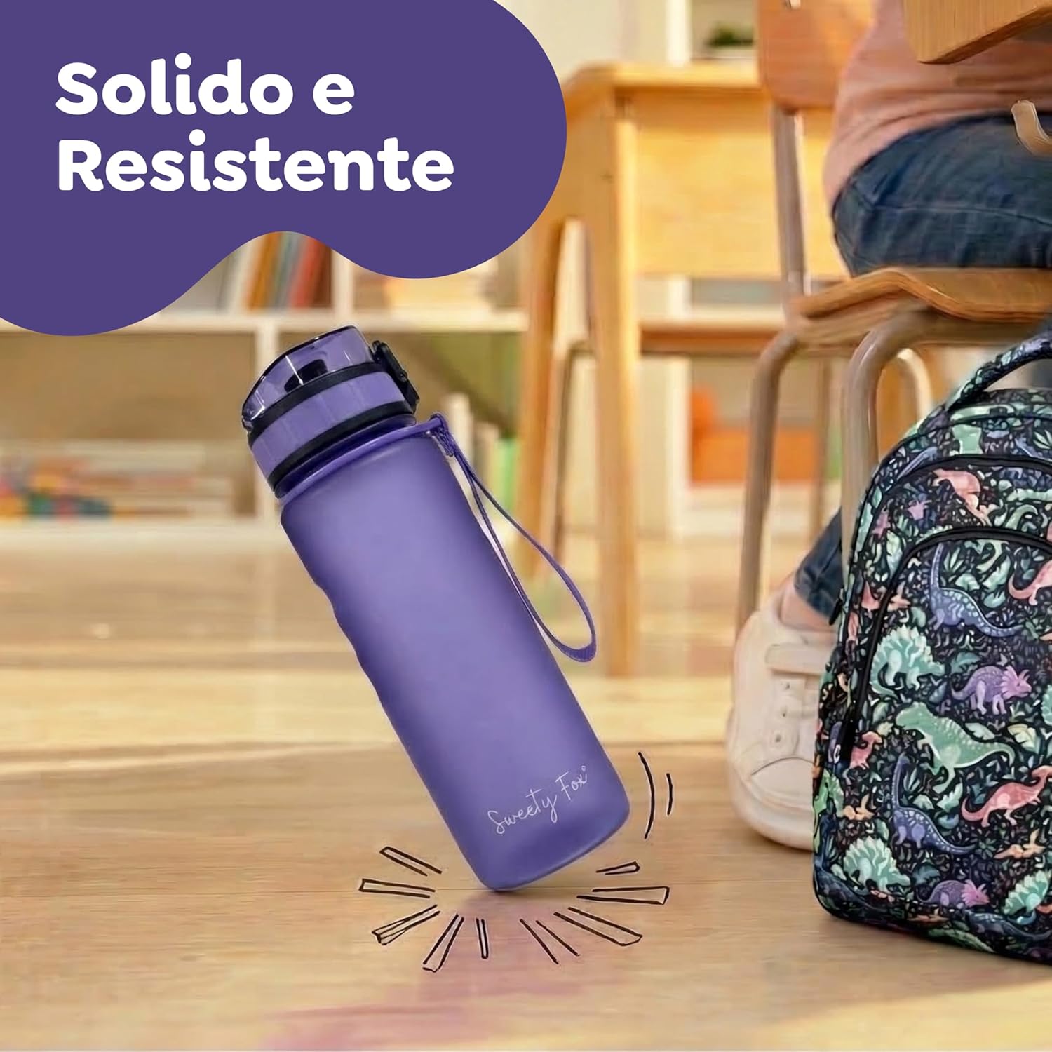 Thumbnail 4 de Sweety Fox Borraccia per Bambini 500 ml Viola: anti-perdita, lavabile in lavastoviglie e resistente agli urti
