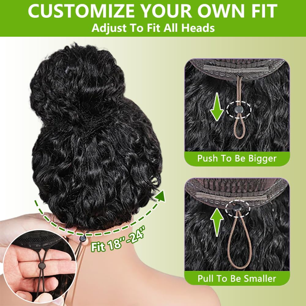 Thumbnail 6 de QUANDIAN 7x5 Glueless HD Lace Deep Wave Wig (26 Inch) with Drawstring, Pre-Plucked & Pre-Cut 210% Density