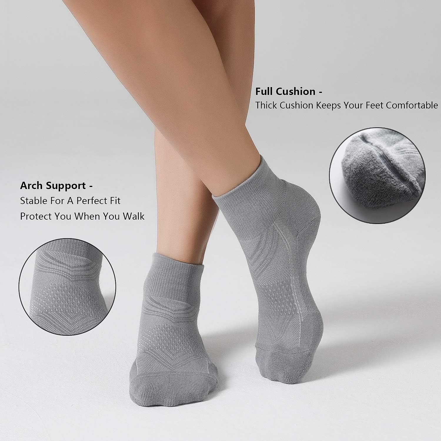 Detalle de CS CELERSPORT 6-Pack Cushioned Ankle Socks for Running and Sport