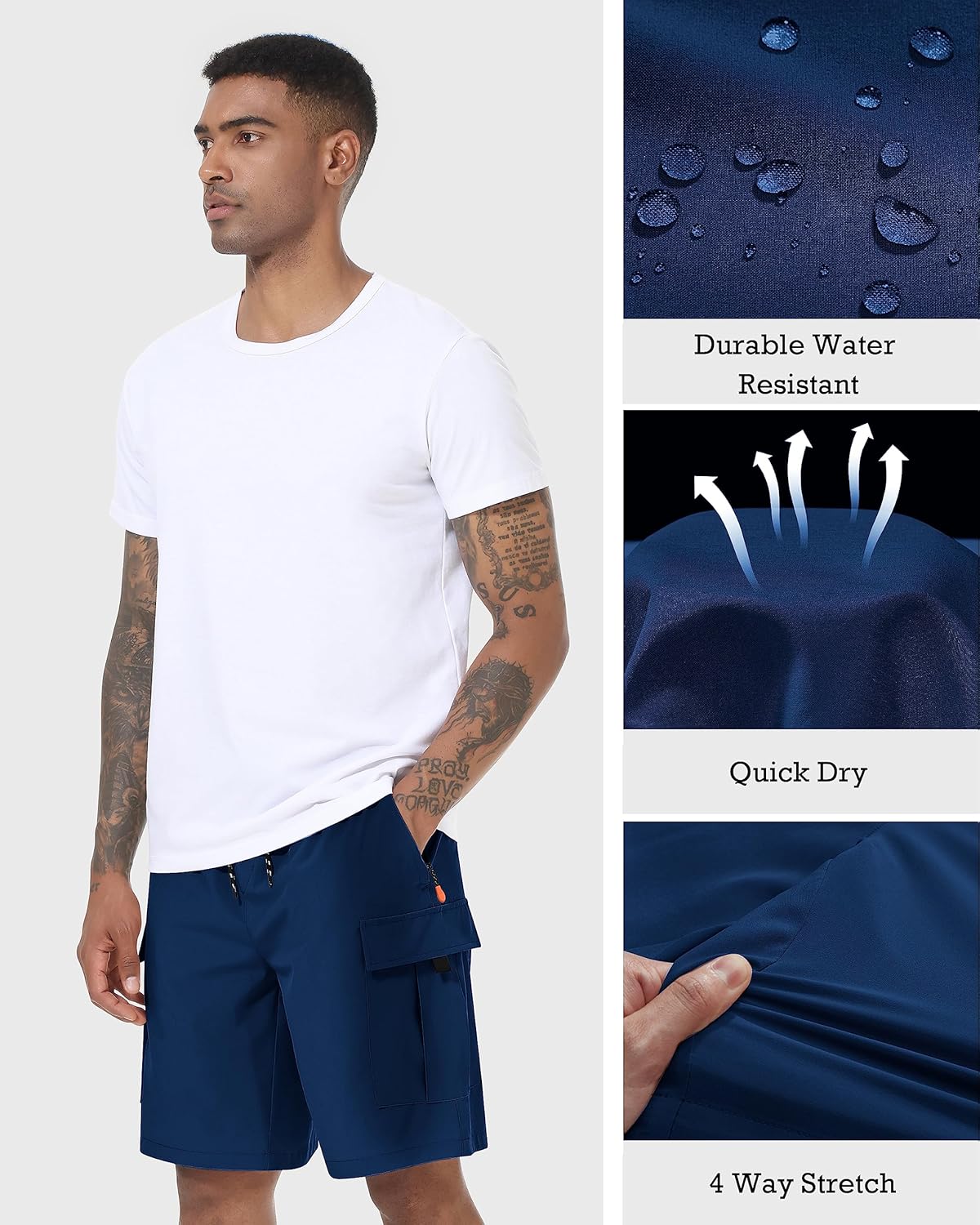 Thumbnail 3 de Men's Cargo Shorts: Quick Dry, Lightweight, Stretch Hiking Shorts with 5 Pockets (No Lining)