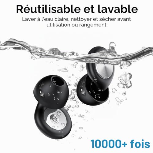 Thumbnail 5 de Taopodo 2026 Bouchon d'oreille pour dormir – réduction de bruit jusqu'à 45 dB, réutilisables et confortables (Noir)