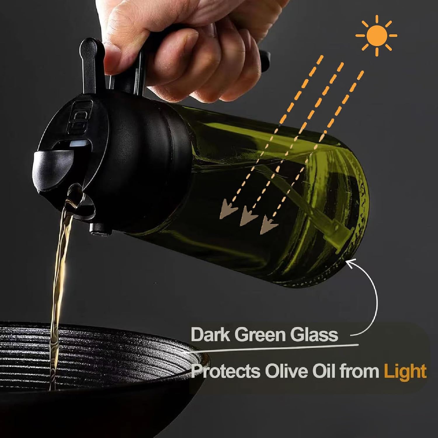 Detalle de Lifhety Oty24-12 – butelka 2 w 1 do oleju, 470 ml, szkło UV