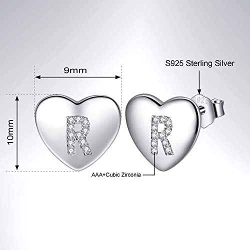 Detalle de Pendientes de plata de ley 925 Jrêveinfini con iniciales y corazón (letra pequeña) e hipoalergénicos