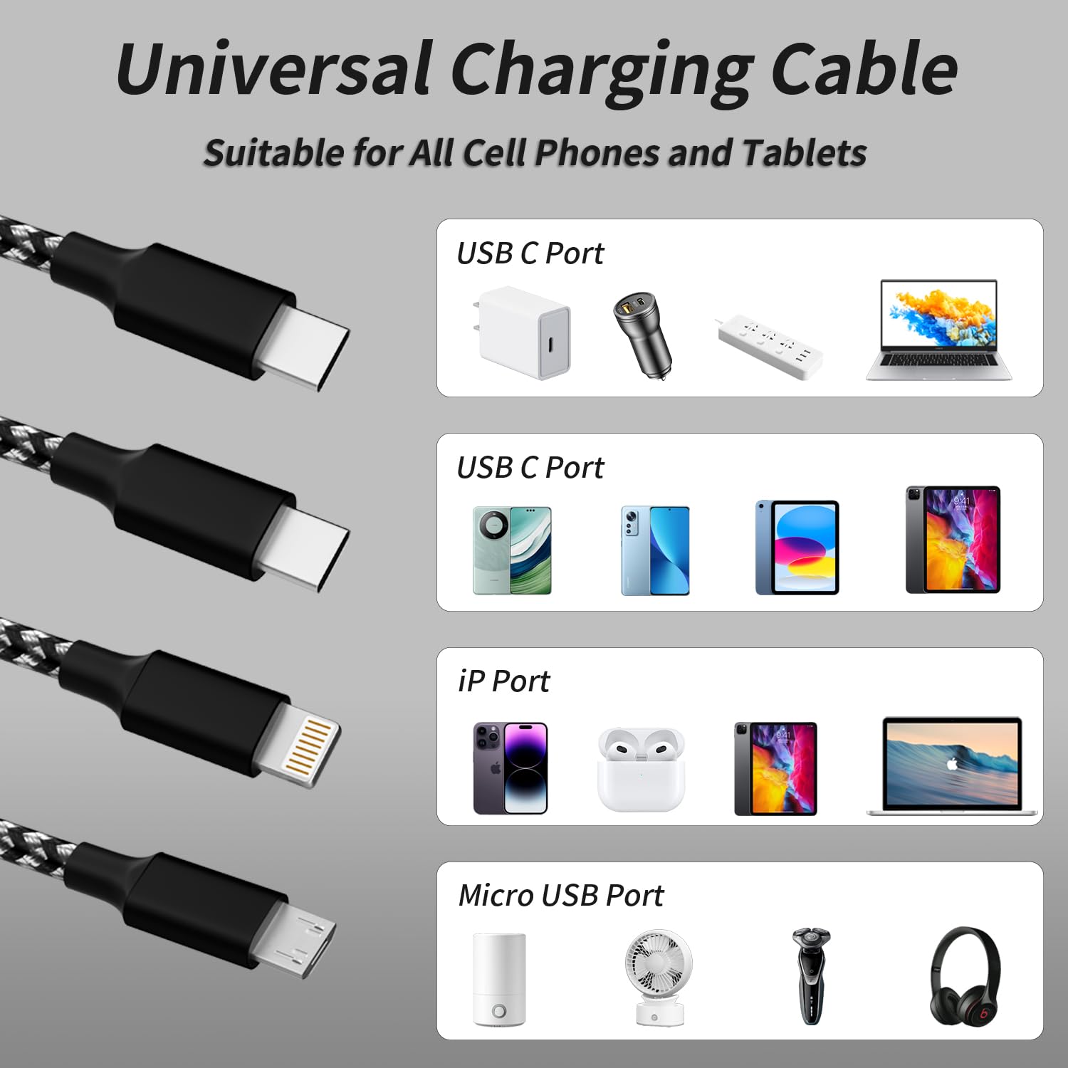 Thumbnail 2 de IDISON 3-in-1 Multi Charging Cable 4 ft