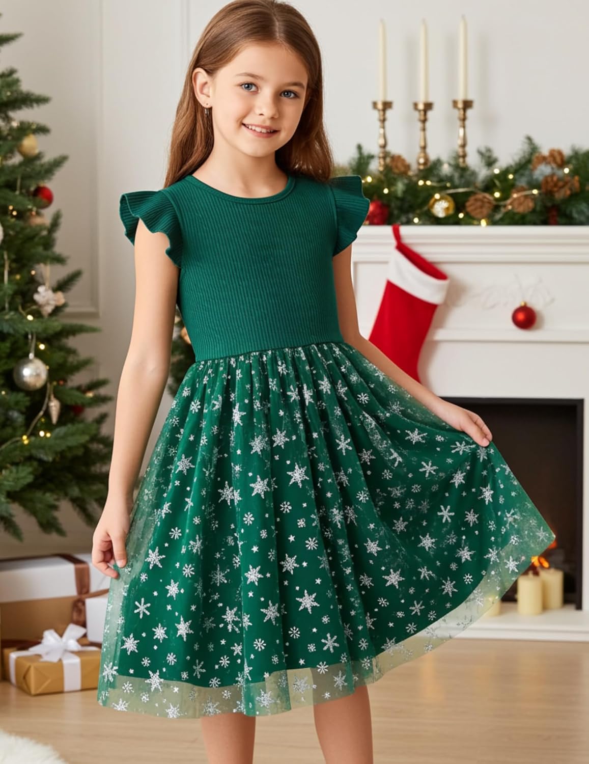 Detalle 2 de PATPAT 580361 Girls' Tulle Tutu Dress, Cotton-Spandex Knit and Mesh