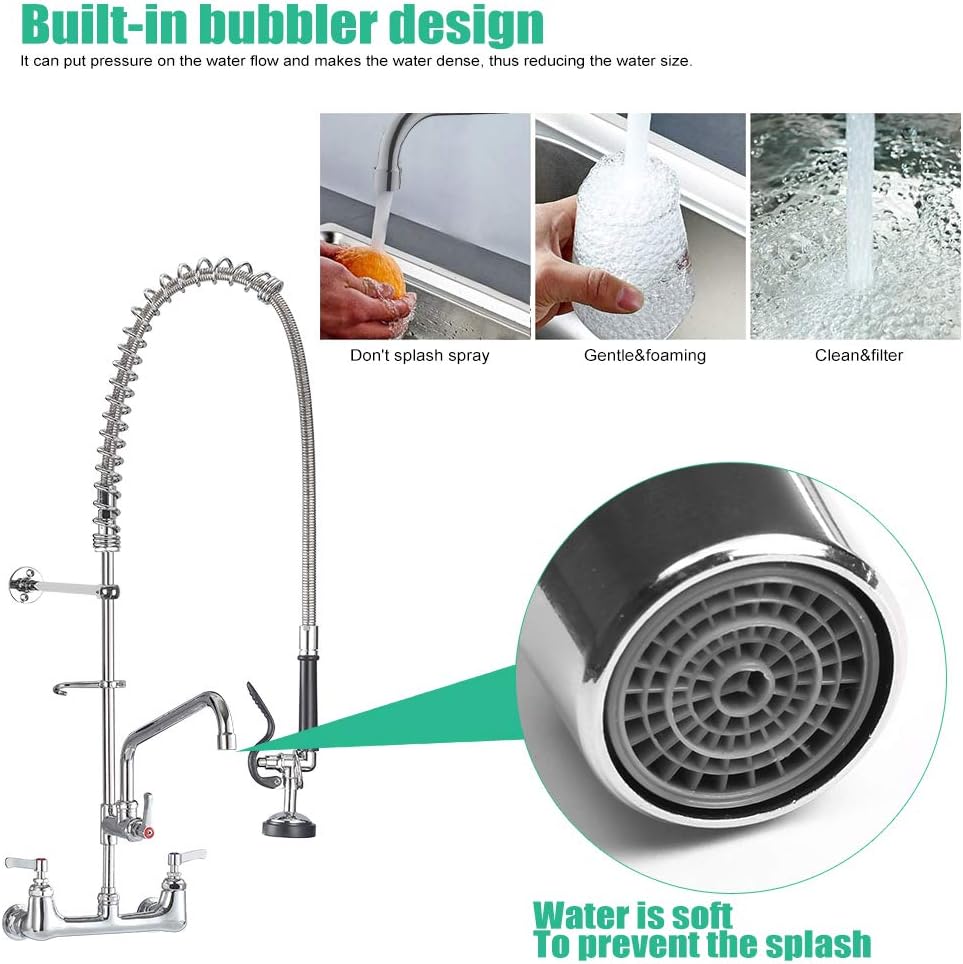 Detalle 2 de BESTJEEF IM-US-KH79 47-Inch Wall-Mount Commercial Faucet with Pre-Rinse Sprayer
