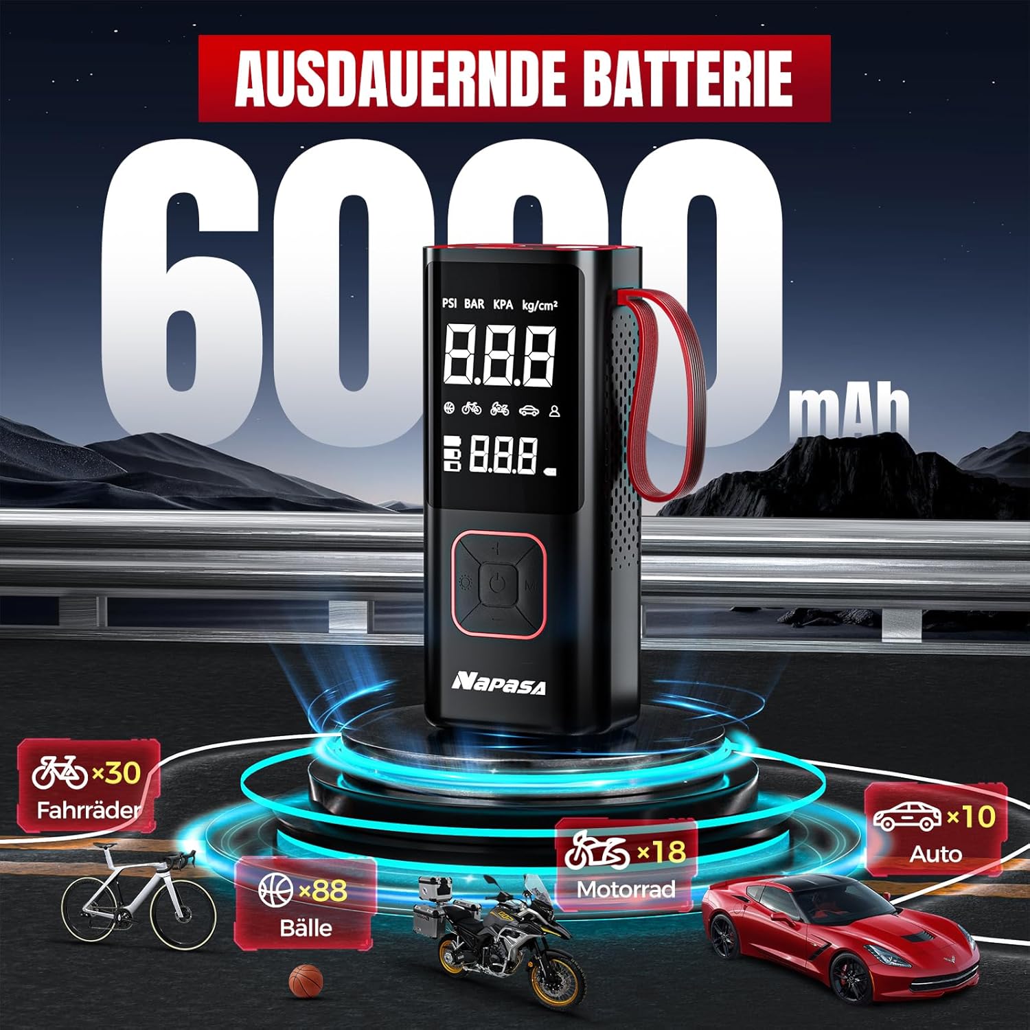 Thumbnail 4 de NAPASA Elektrische Luftpumpe 10,3 Bar
