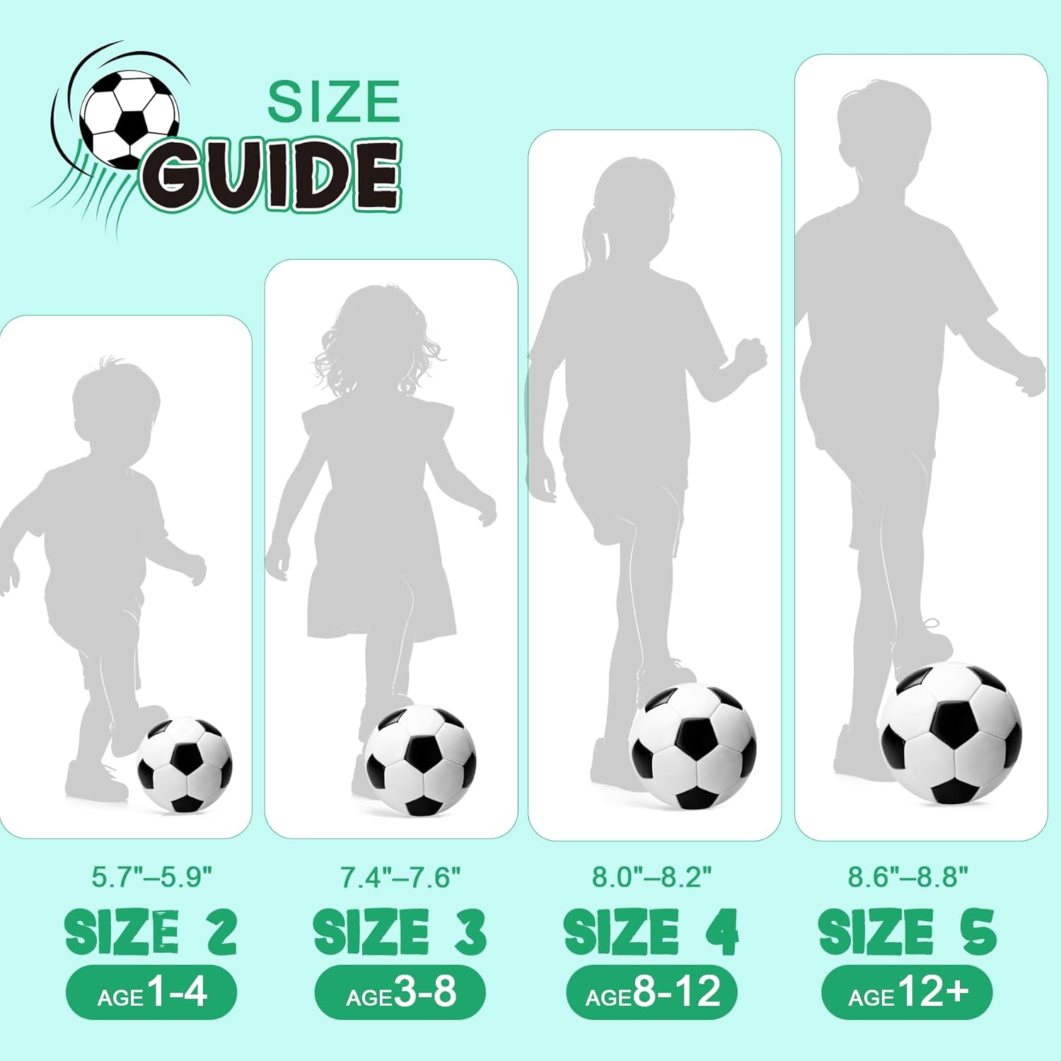 Detalle de Soccer Ball Size 2/3/4/5 with Pump & Bag (1–3 Pack) - Classic Black & White Durable Ball for Indoor/Outdoor Play