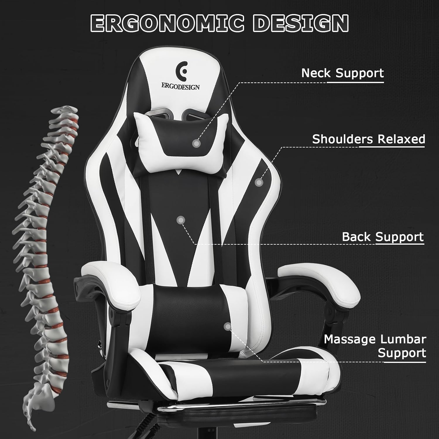 Detalle 2 de ErgoDesign Gaming Chair 90°–135° recline