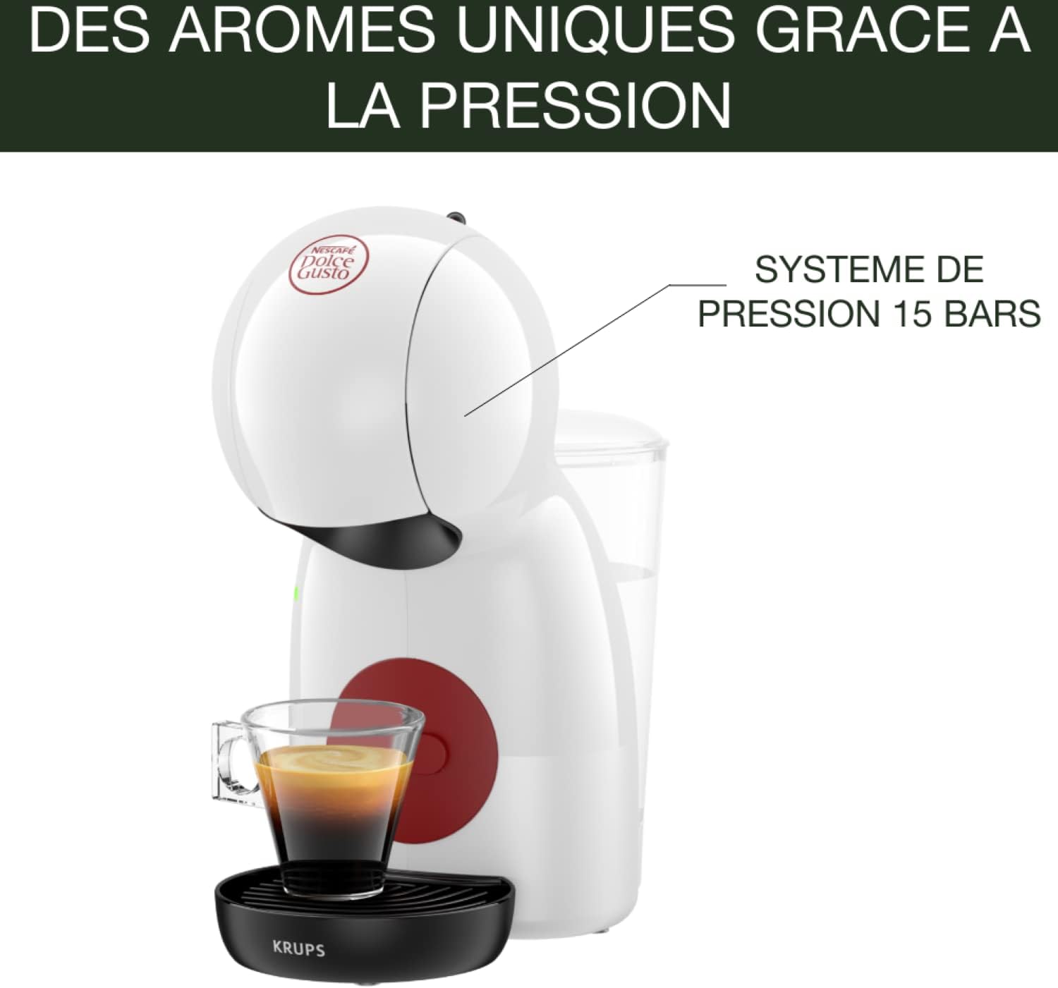 Detalle de Nescafé Dolce Gusto Piccolo XS : Machine à café compacte 15 bars, Blanc/Rouge