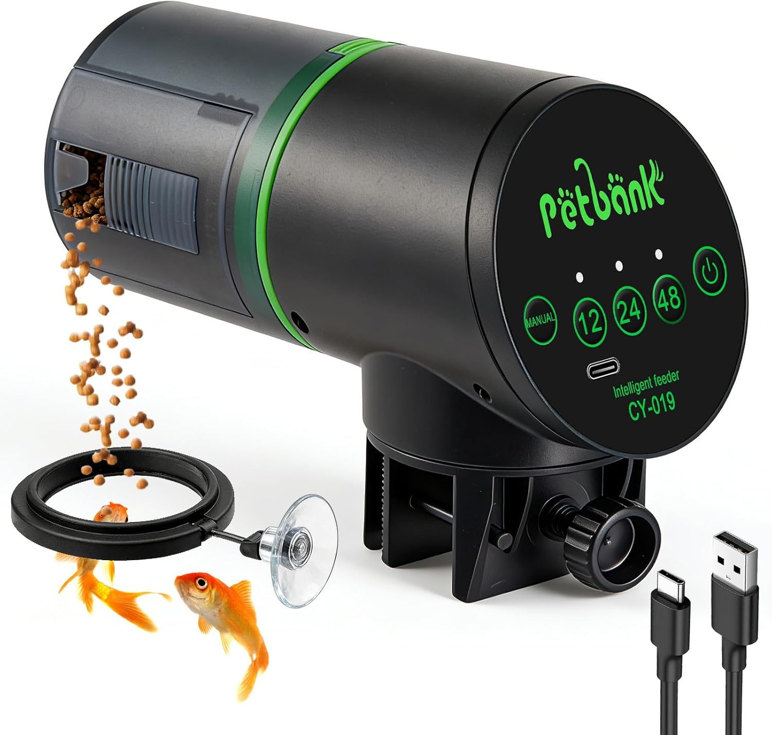 Petbank Automatic Aquarium Feeder – Auto Fish Food Dispenser (Rechargeable, USB)