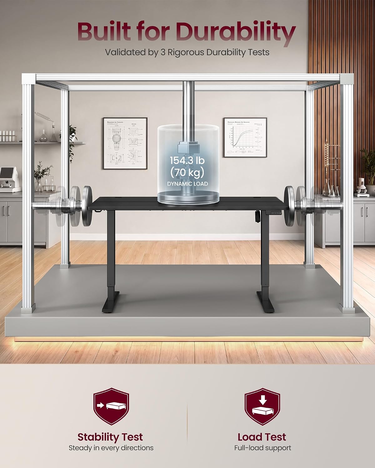 Detalle de VASAGLE ULSD315BZ02SV1 Electric Standing Desk, 55 x 28 Inches, 4 Presets