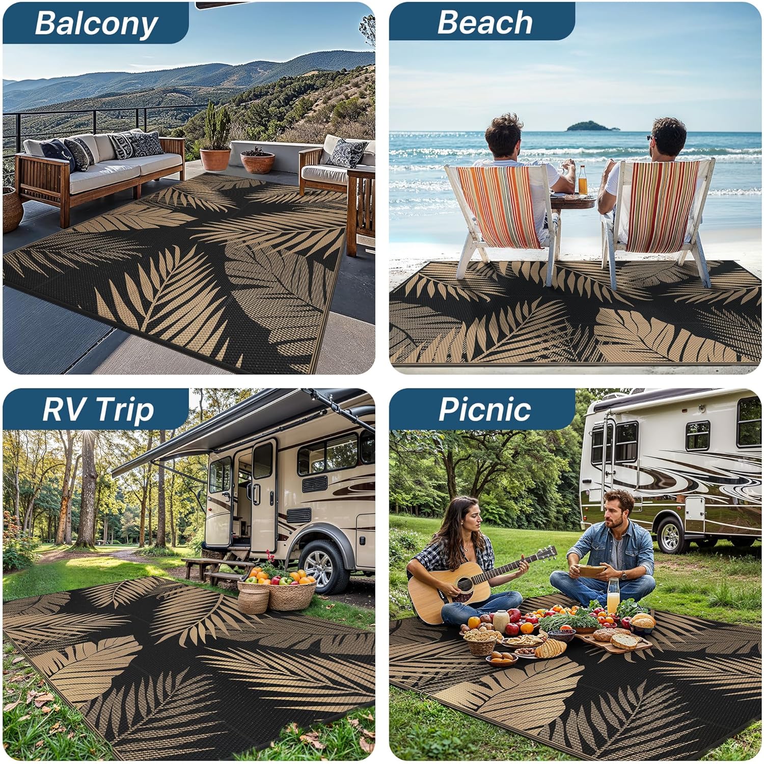 Thumbnail 6 de GENIMO Outdoor Rug 120x180cm – Waterproof Reversible Garden Rug