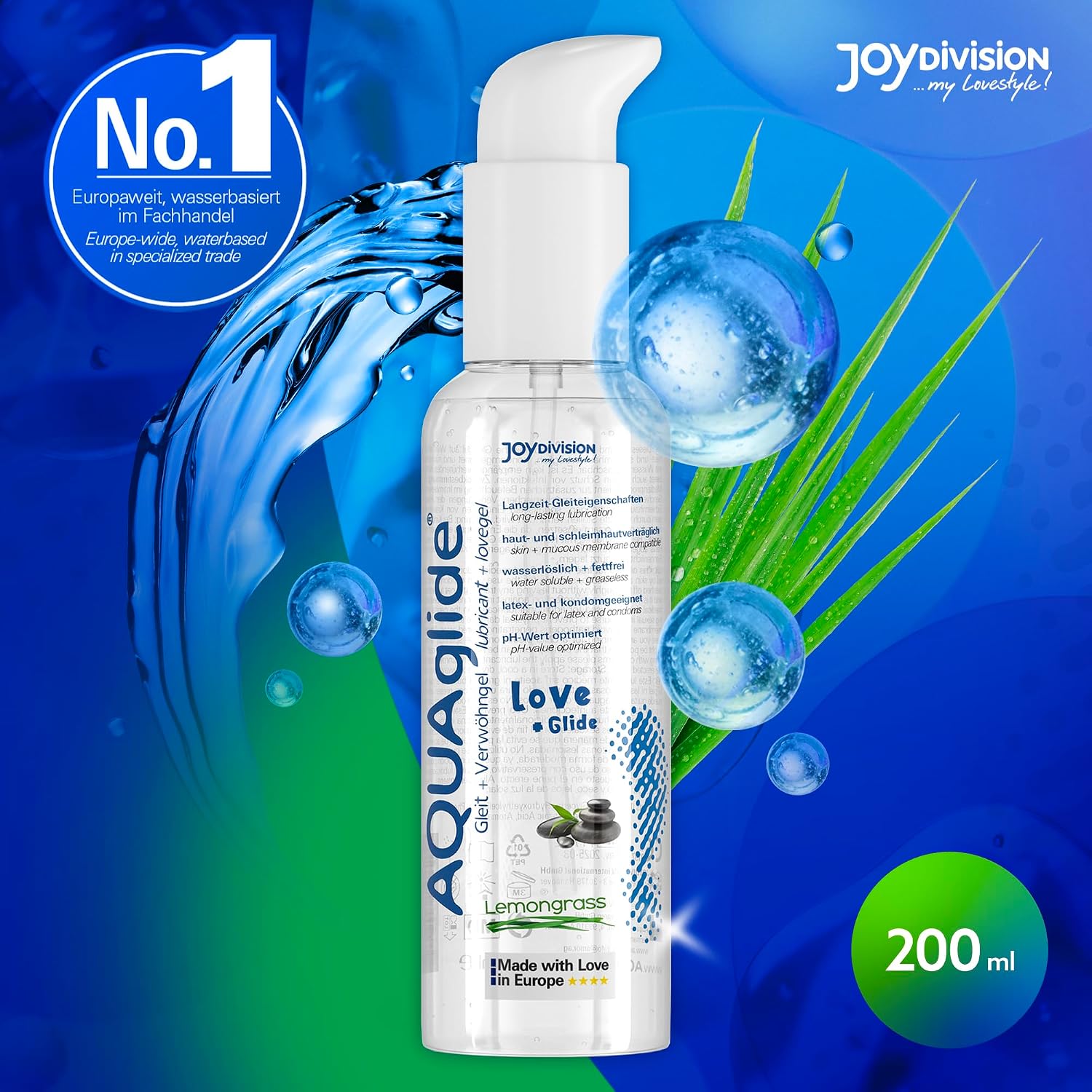 Detalle de JOYDIVISION Lubricant & Gel 200 ml : gel-lubrifiant sans huile pour massage sensuel