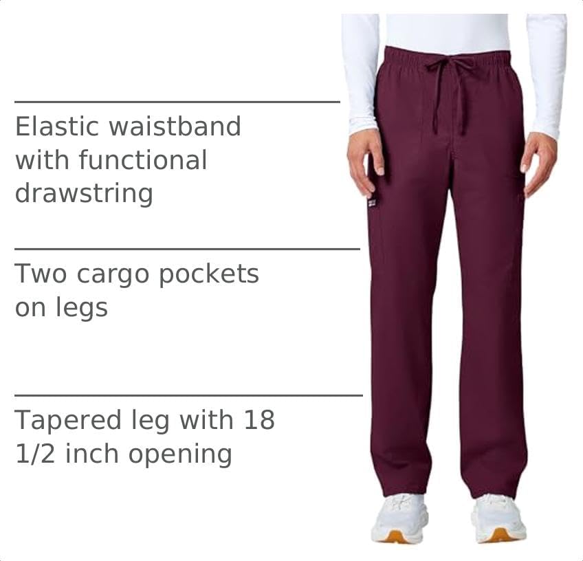 Detalle 2 de Cherokee WW190 Men's Tapered Cargo Scrub Pants, 2-Way Stretch, 5 Pockets