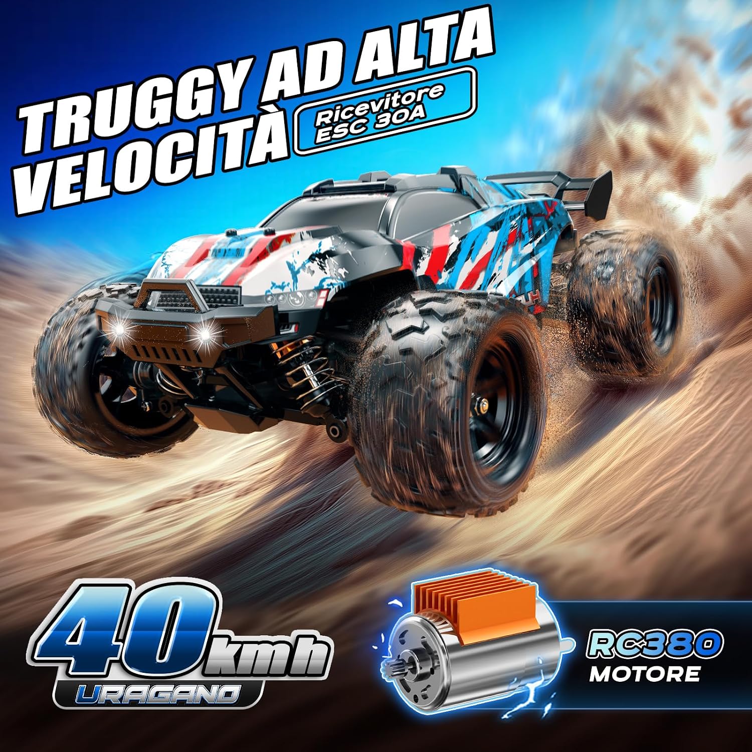 Thumbnail 1 de Macchina telecomandata 1:18 4WD RC fuoristrada fino a 40 km/h, compatta per esterni (2 batterie incluse)