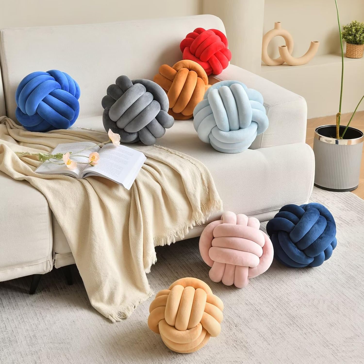 Thumbnail 4 de LUSJNGE Knot Pillow Ball 11-inch velvet cushion ๐