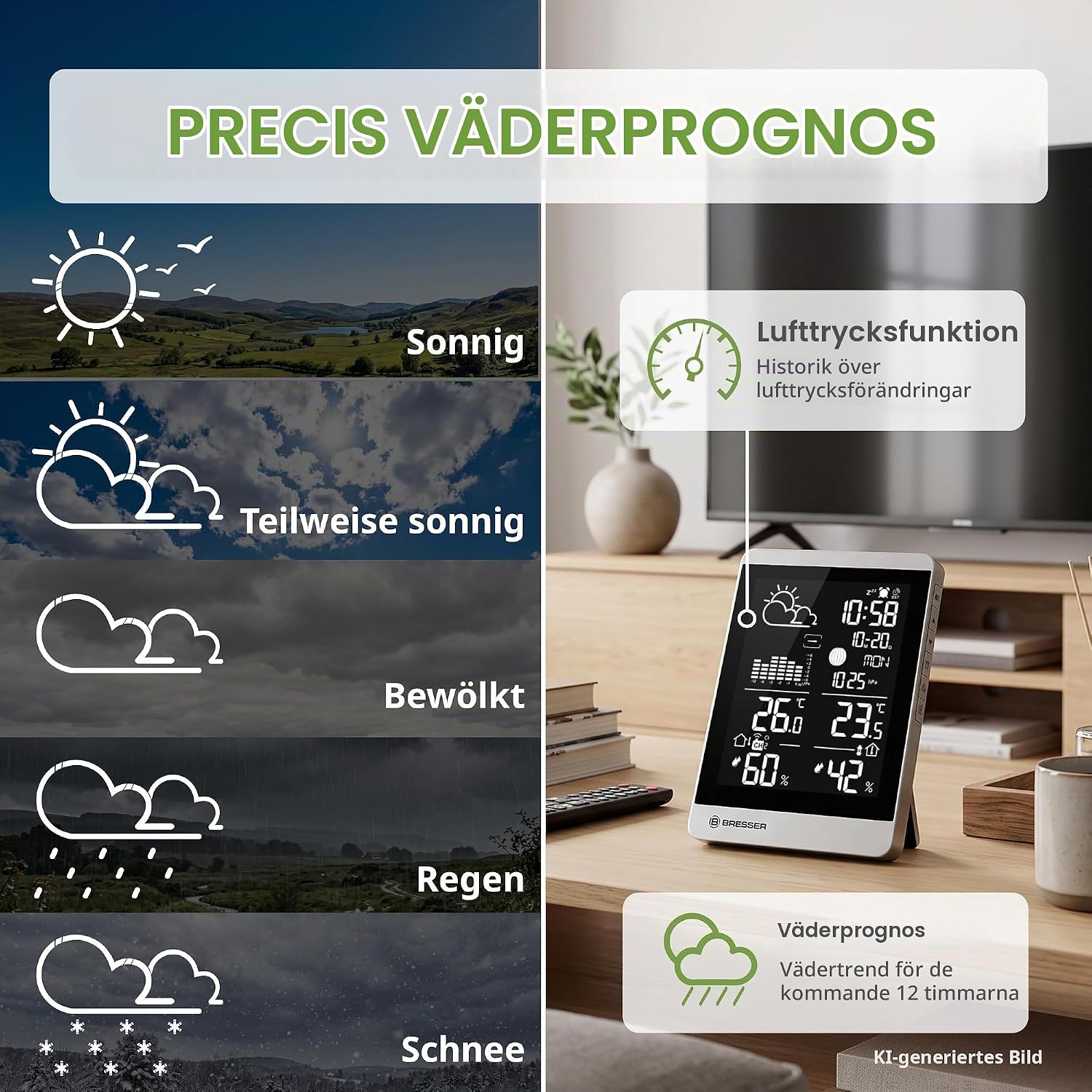 Detalle de BRESSER ClimateTemp NDV-NEO 7004360 väderstation med utomhussensor