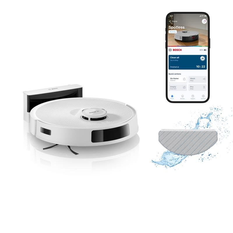 Detalle de Bosch BCRC2W: Robot Aspirador y Fregasuelos con Navegación LiDAR y Control por App