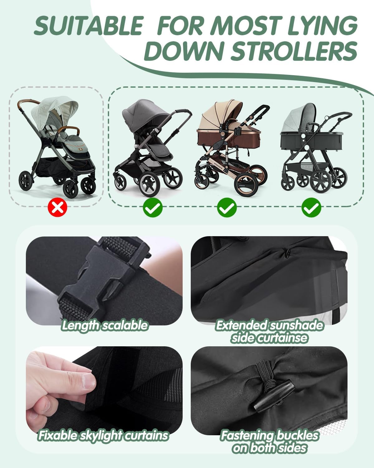 Thumbnail 3 de MOXTOYU Universal Pram Sunshade Cover with Breathable Viewing Window (Black)