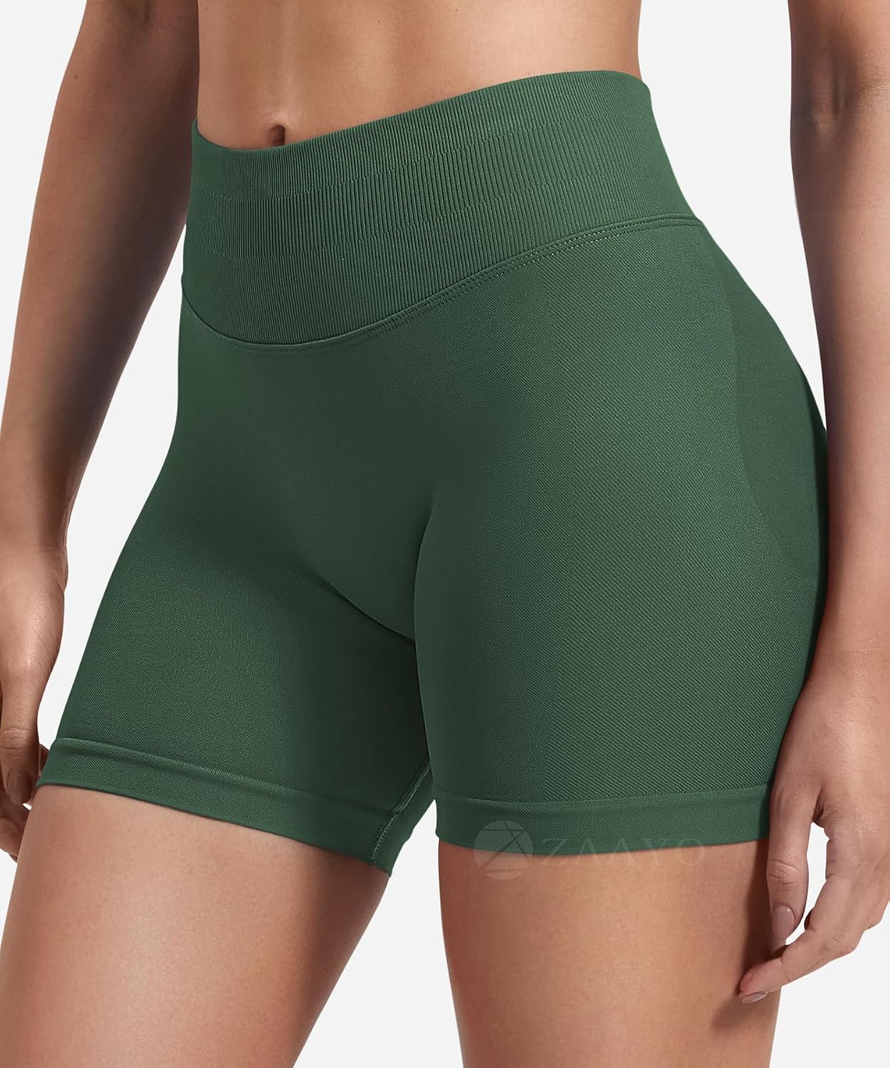 Detalle de ZAAYO Damen Sport Shorts mit Hidden Scrunch & Tummy Control – nahtlose Workout-Bikershorts (4,5")