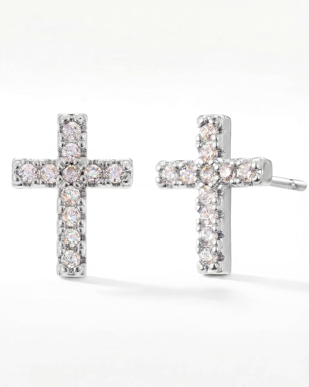 Thumbnail 6 de MUMREUES Ohrringe Silber 925 – Kreuz-Zirkonia, 8×12 mm, vergoldet