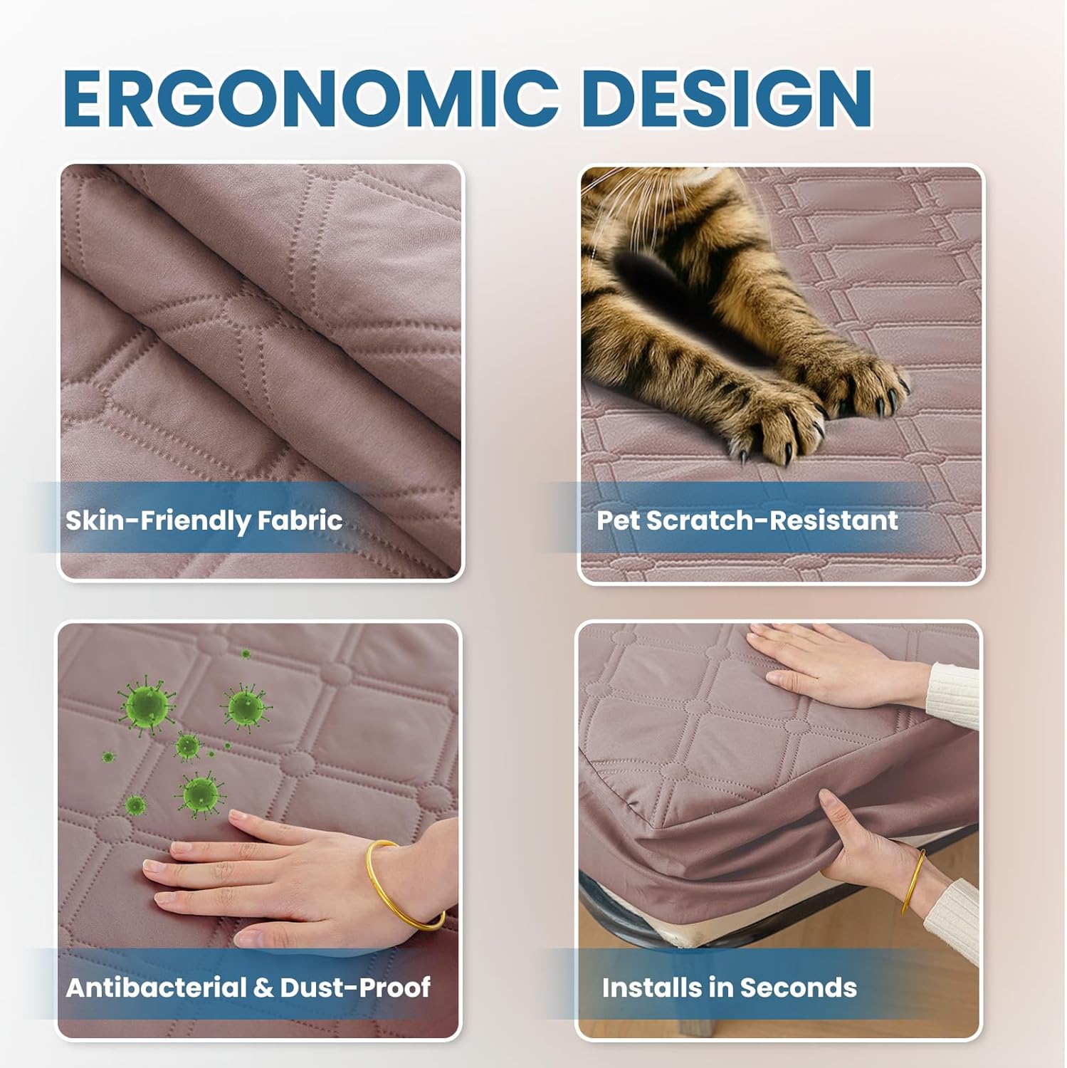 Thumbnail 4 de Ystyle protège-matelas imperméable 140x200 cm anti-acariens (jusqu’à 30 cm), matelassé lavable rose