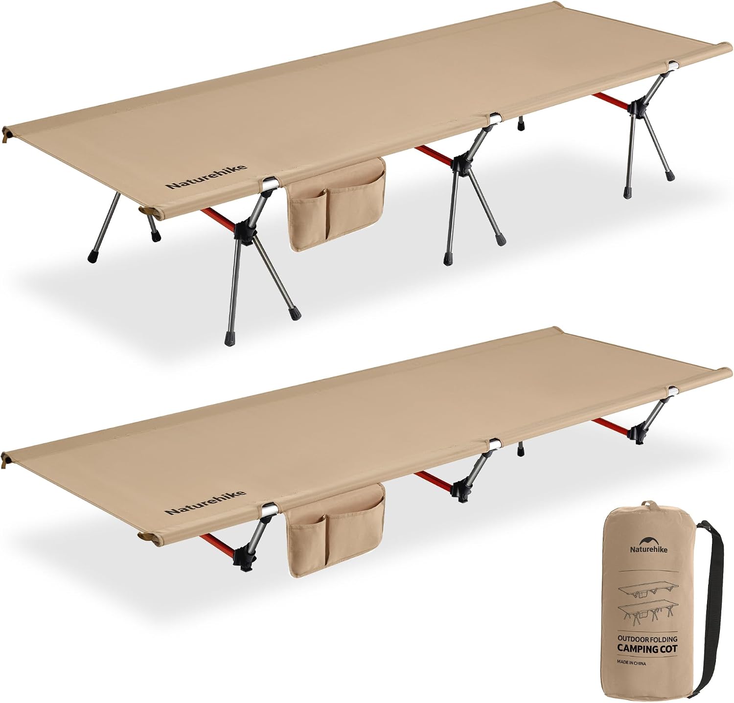 Detalle de Naturehike NH19JJ006 campingbed 190 × 70 cm, opvouwbaar met twee hoogtestanden