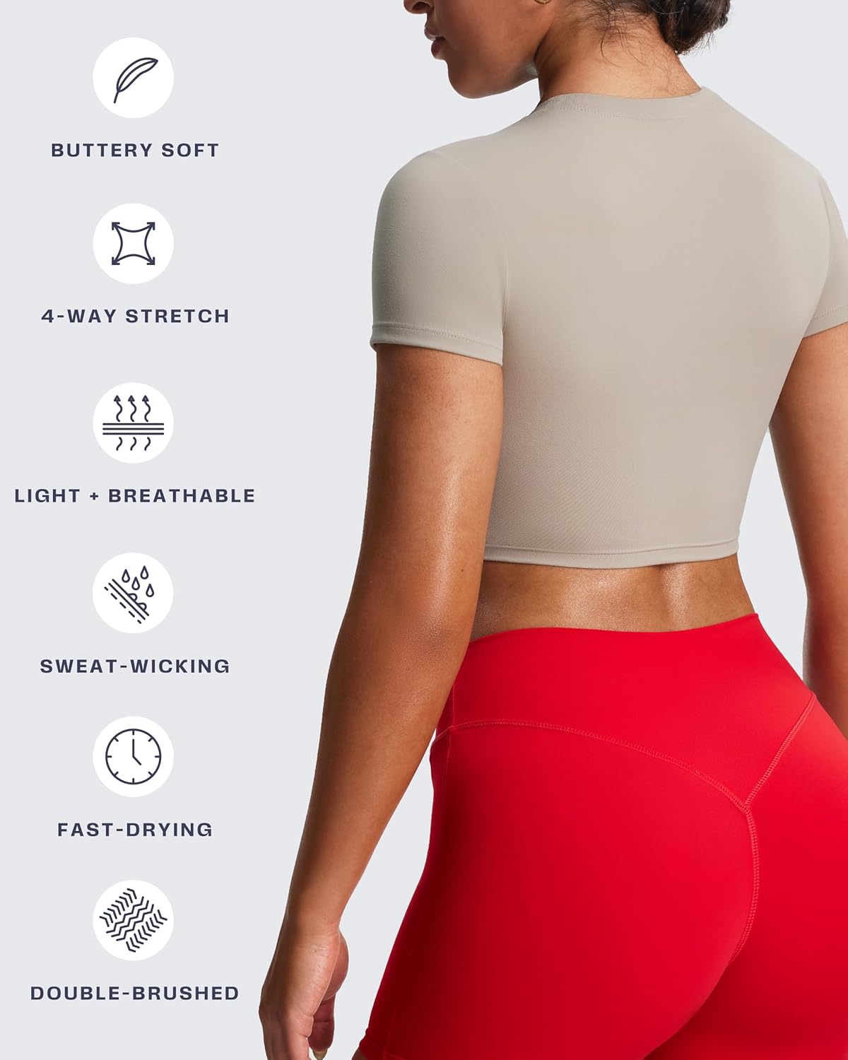 Thumbnail 5 de Aoxjox Short Sleeve Crop Top for Women – Classic Longline Baby Tee Workout Top