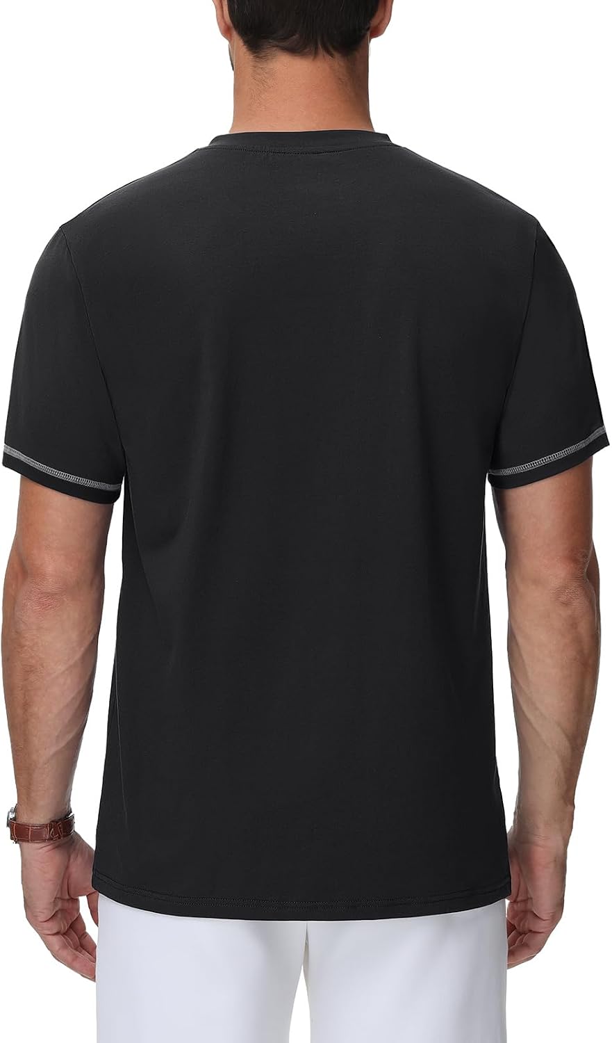 Detalle 2 de HMIYA Henley Kurzarm T-Shirt für Herren – vielseitiges Baumwoll-Henley-Shirt mit Drei-Knopf-Front