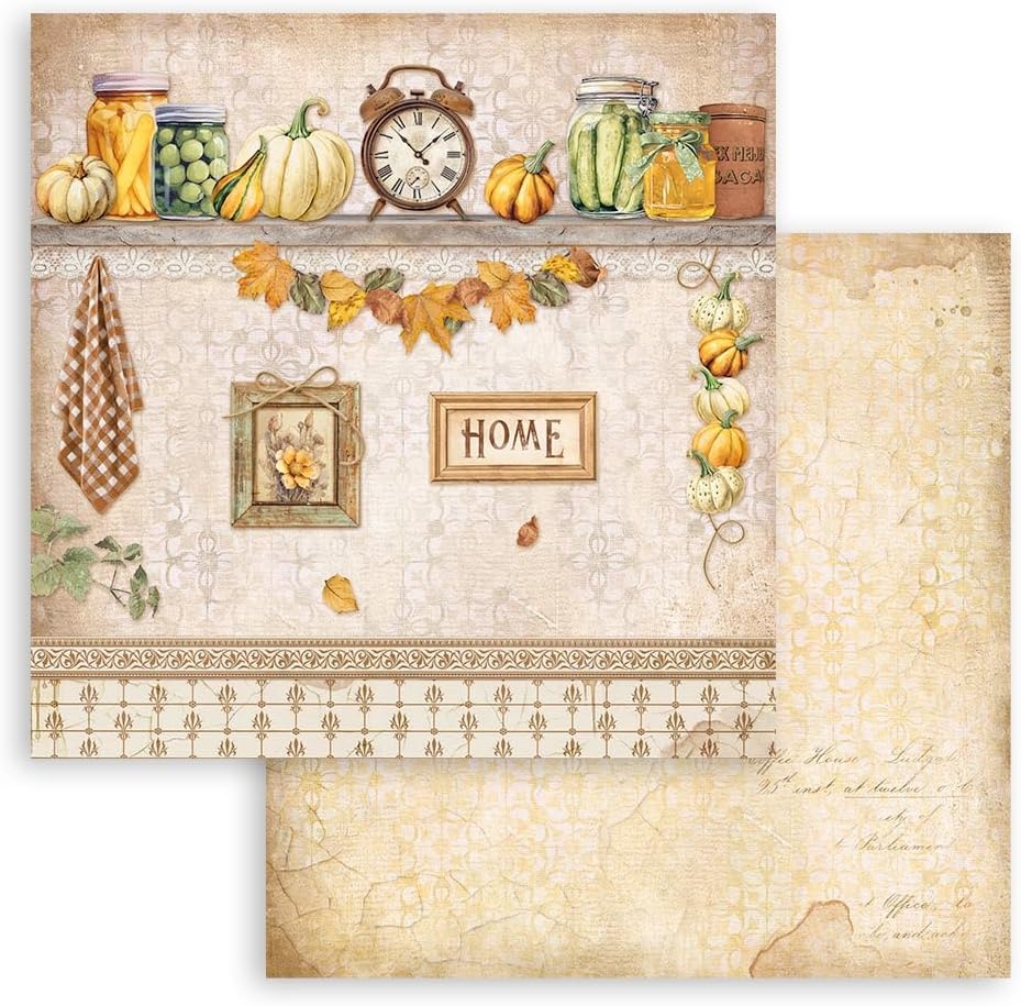 Detalle 1 de Stamperia Golden Harmony scrapbookpapper, 20,3 × 20,3 cm, syrafritt, dubbelsidigt, 80 ark