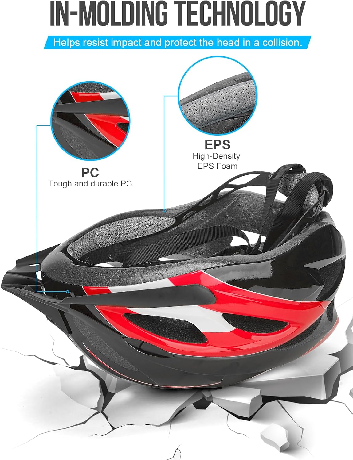 Thumbnail 2 de Cycle helmet with LED light 58-62cm