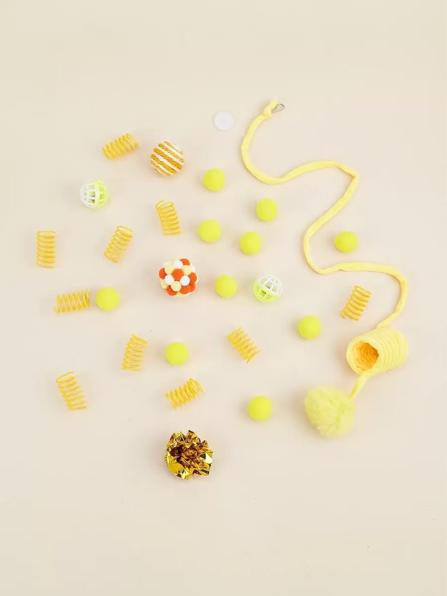 Detalle 1 de Bertifive 26-teilige Katzenspielzeug-Set für Kätzchen – rosa (Katzenspielzeug mit Bällen & Knistern)