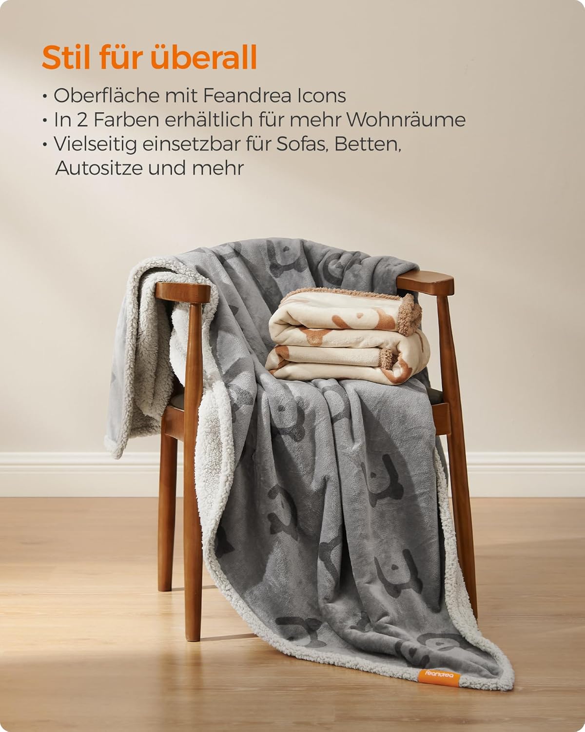 Detalle de Feandrea wasserdichte Hundedecke mit Sherpa-Fleece, beidseitiger Sofabezug-Schutz (XXXL, 229 x 203 cm) grau PPB090G01