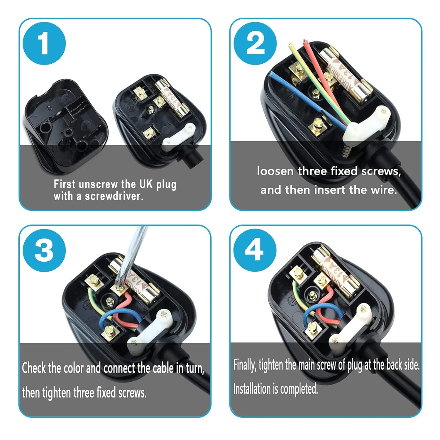 Thumbnail 2 de 13 AMP fused 3 pin UK plug 4 pack