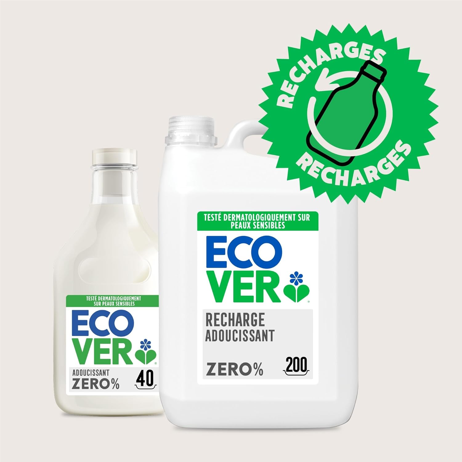 Detalle de Ecover Zero Adoucissant Liquide 5L – Hypoallergénique, pour peaux sensibles