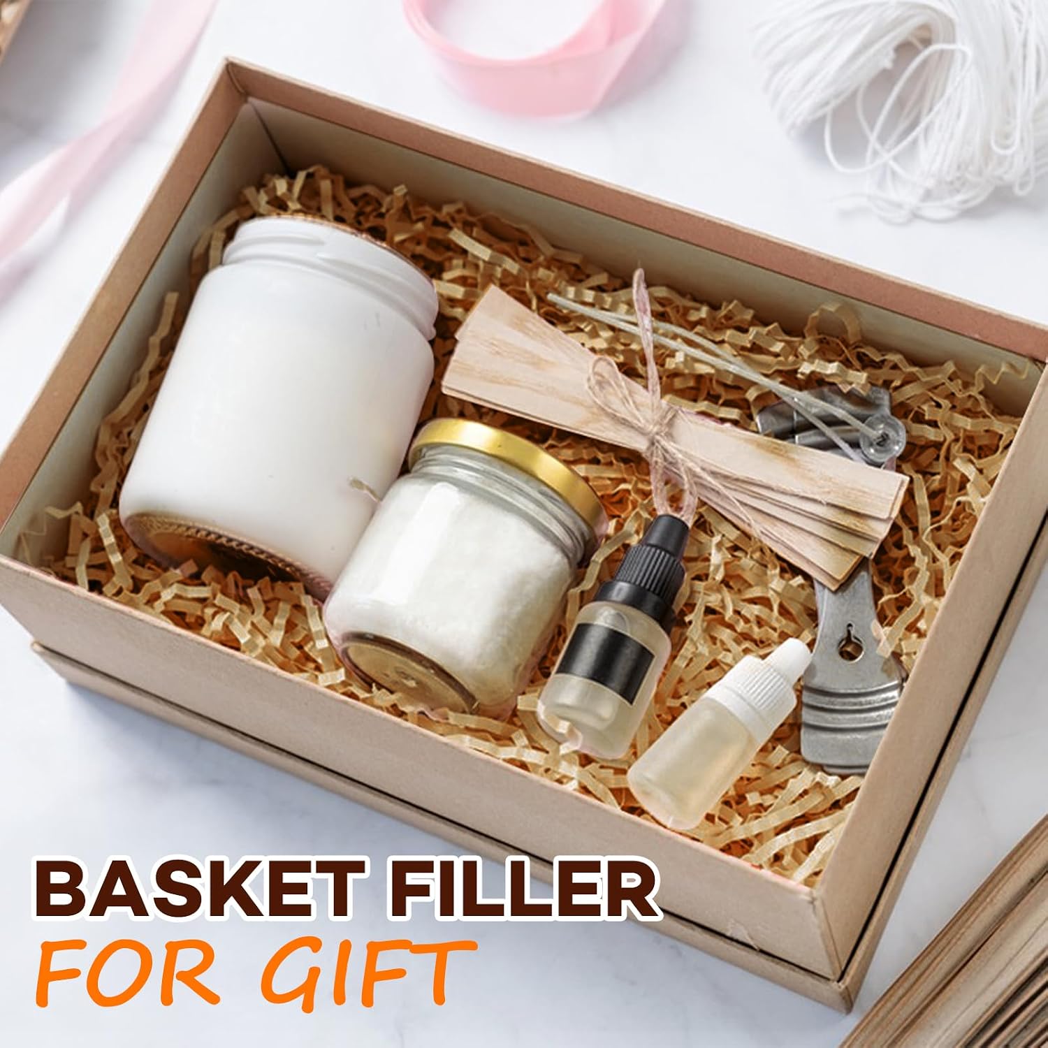 Detalle de RowinsyDD 3LB Kraft Crinkle Paper Filler – Brown Shredded Gift Basket Cushioning