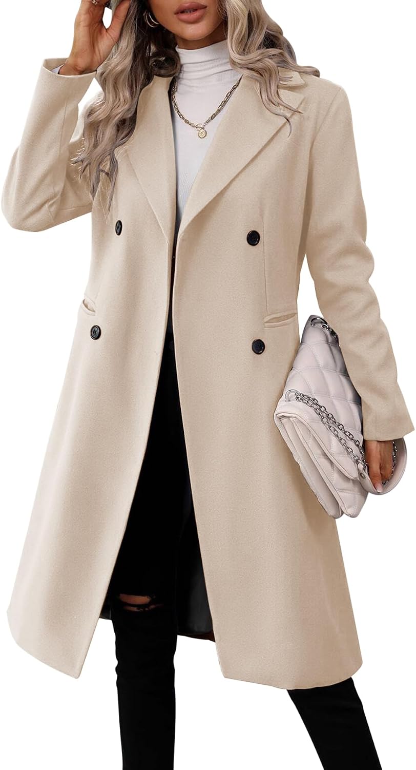 Detalle de Danedvi Womens Long Double-Breasted Pea Coat