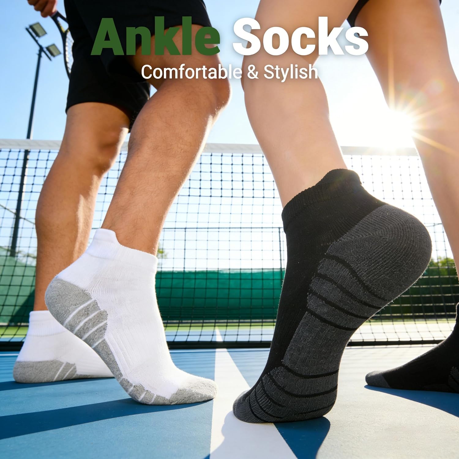 Thumbnail 1 de Blu Ninfee Bamboo Trainer Running Socks for Men (9-12 / 6-8) – Cushioned Ankle Sports Socks, Breathable, 6 Pairs
