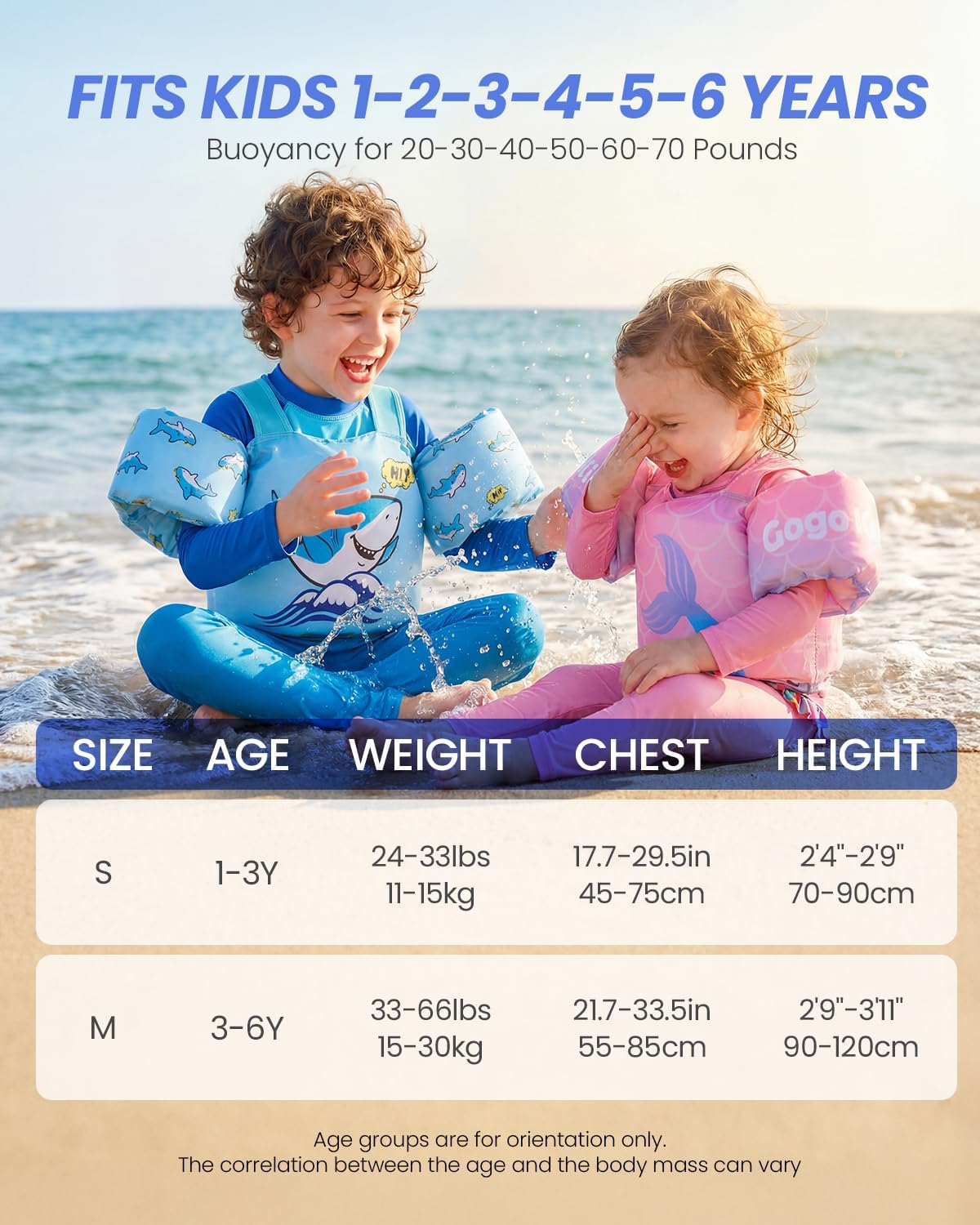 Detalle 2 de Gogokids Toddler Swim Vest for Kids 24–66 lbs (CPC Certified, Adjustable Water Wings)