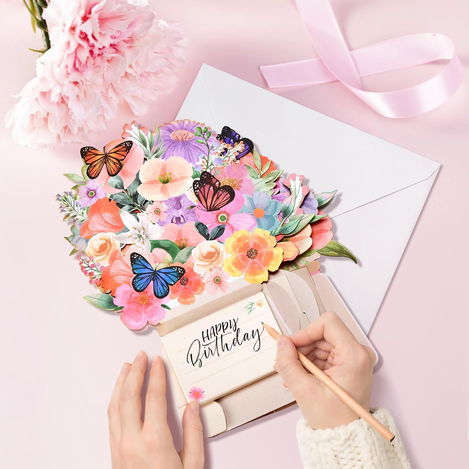 Detalle 2 de WUJUN Birthday Cards: Light & Music 10-Inch Forever Flower Bouquet Card