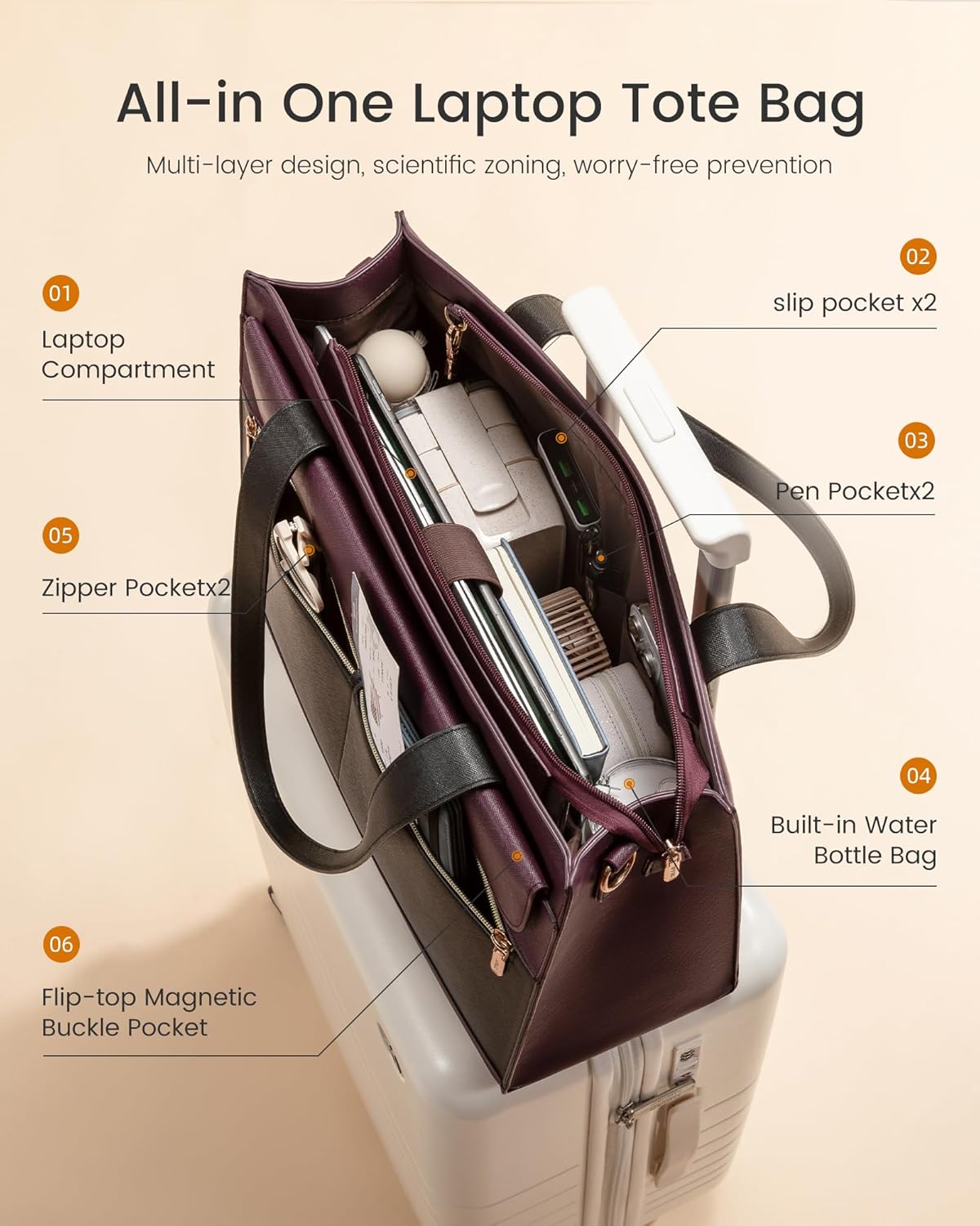 Thumbnail 3 de LOVEVOOK Laptoptasche 15,6 Zoll Violett