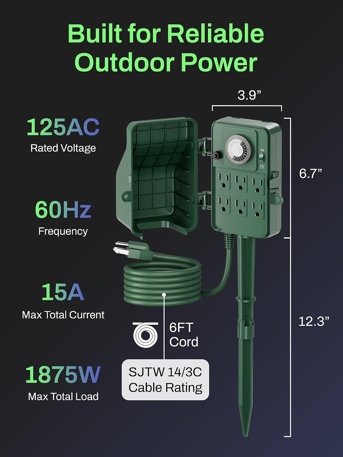 Thumbnail 6 de BN-LINK BNC-U3 24-Hour Outdoor Timer with 6 Outlets and Garden Stake