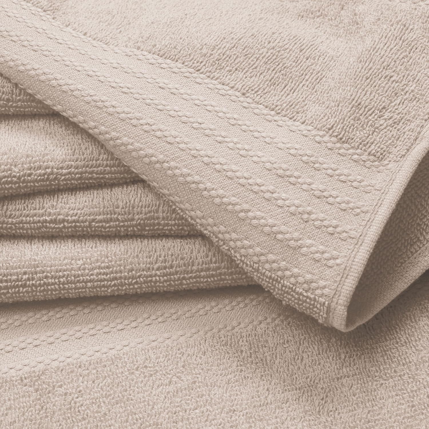 Detalle 2 de GLAMBURG Premium Cotton Bath Sheets, 2-Pack, 35 x 70 in, Tan