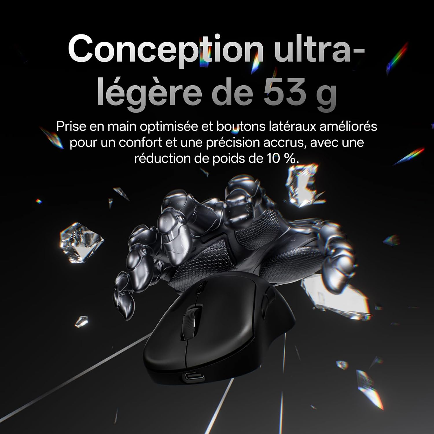 Detalle de Rapoo VT3 Gen-2 draadloze gamingmuis, 53 g, 8.000 Hz en 10 toetsen