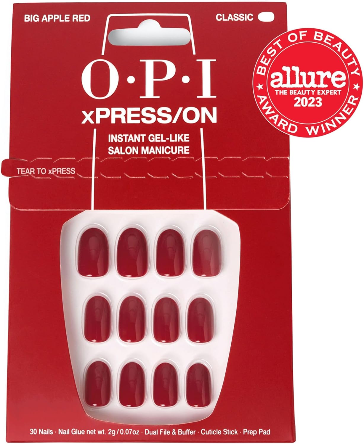Detalle 2 de OPI xPRESS/ON Press On Nails – Black, Red & Pink opaque crème shades (30 pcs) with nail glue