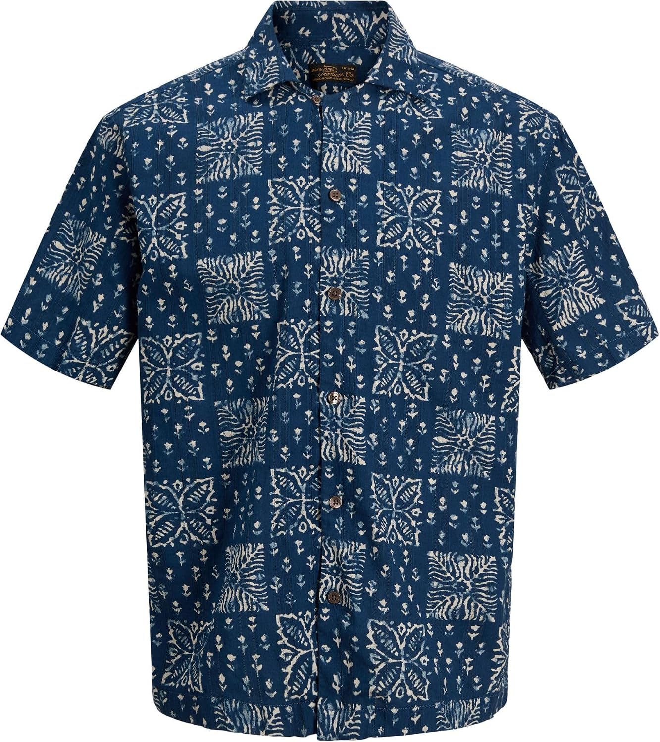 Detalle de Jack & Jones Jprblulyon Print Dobby S/S Shirt SN Uomo